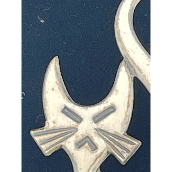 BEAU  Modernist Sterling Silver Cat Brooch Pin Signed - Picture 7 of 10